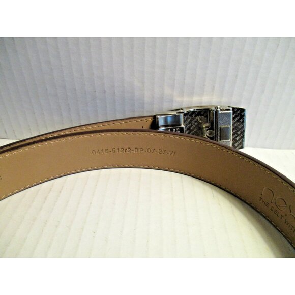 *NEXBELT Chestnut Brown Leather Belt w Flag Motif Buckle - Picture 4 of 7